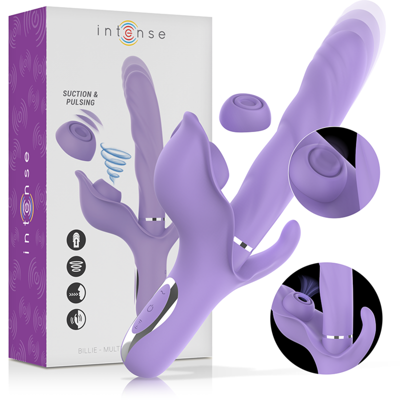 INTENSE - BILLIE VIBREUR STIMULATEUR RECHARGEABLE MULTIFONCTIONNEL AVEC BOUTON POUSSOIR VIOLET