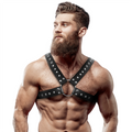 ATTITUDE SOUmise FÉTICHE - HARNAIS DE POITRINE EN CUIR VEGAN AVEC RIVETS POUR HOMME