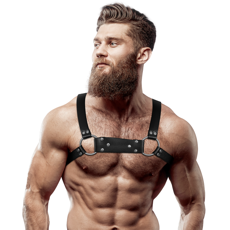 ATTITUDE SOUMISE FÉTICHE - HARNAIS EN CUIR VEGAN POUR HOMME, BULLDOG, TAILLE M/L
