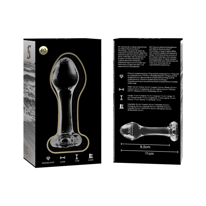 NEBULA SERIES BY IBIZA - MODÈLE 2 PLUG CRISTAL TRANSPARENT 11 CM -Ø- 3.5 CM