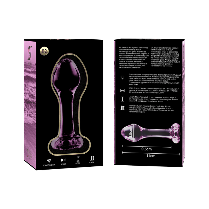 NEBULA SERIES BY IBIZA - MODÈLE 2 PLUG CRISTAL TRANSPARENT 11 CM -Ø- 3.5 CM