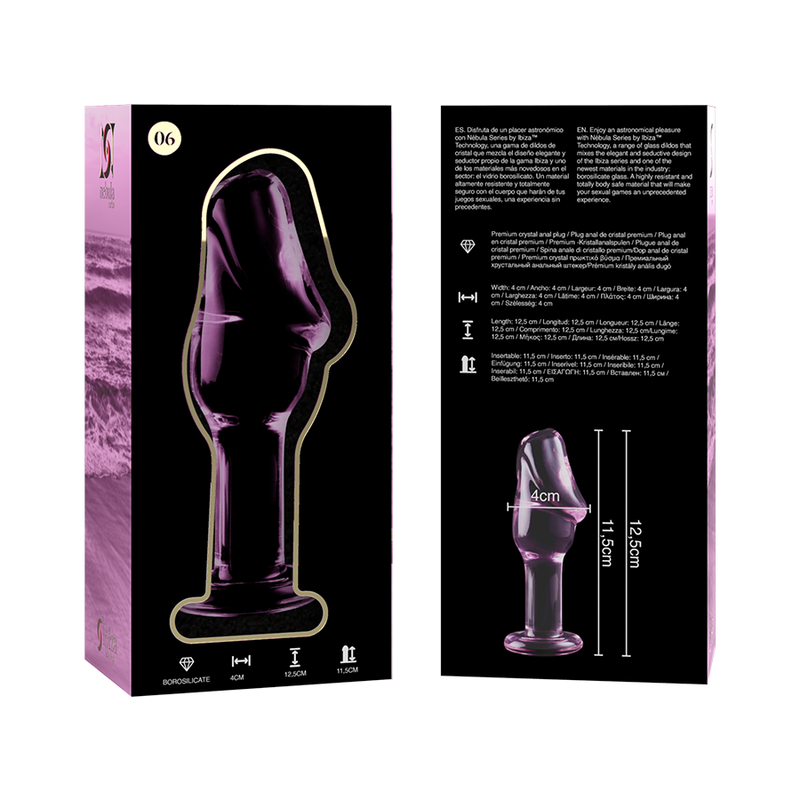 SÉRIE NEBULA PAR IBIZA - MODÈLE 6 PLUGS CRISTAL TRANSPARENT 12.5 CM -O- 4 CM