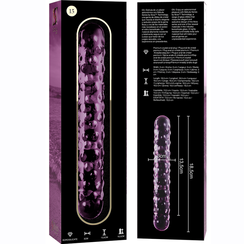 NEBULA SERIES BY IBIZA - MODELO 15 DILDO CRISTAL TRANSPARENTE 18.5 CM -O- 3 CM