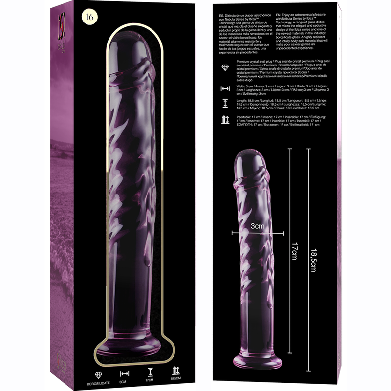 NEBULA SERIES BY IBIZA - MODELO 16 DILDO CRISTAL TRANSPARENTE 18.5 CM -O- 3 CM