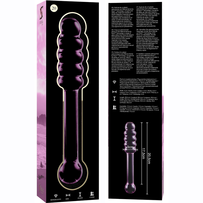 NEBULA SERIES BY IBIZA - MODELO 20 DILDO CRISTAL TRANSPARENTE 20.5 CM -O- 3 CM