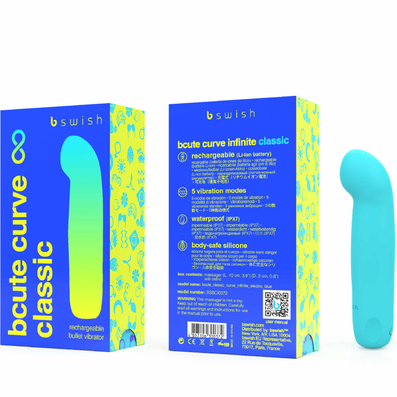 B SWISH - BCUTE CURVE INFINITE VIBRATEUR RECHARGEABLE CLASSIQUE EN SILICONE BLEU