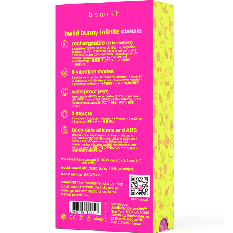 B SWISH - BWILD BUNNY INFINITE VIBREUR RECHARGEABLE CLASSIQUE SILICONE ROSE