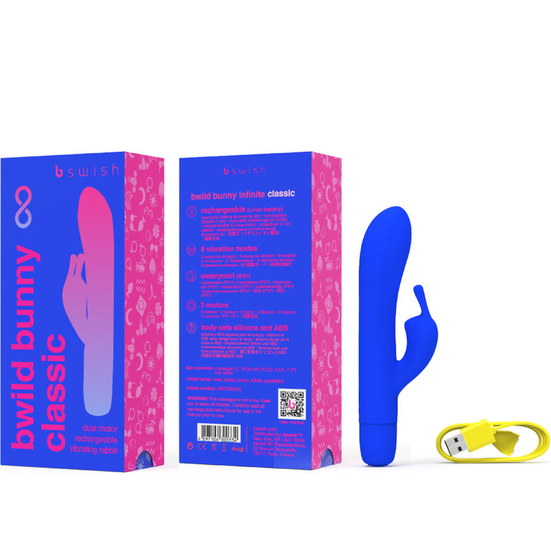 B SWISH - BWILD BUNNY VIBREUR RECHARGEABLE INFINI CLASSIQUE EN SILICONE BLEU