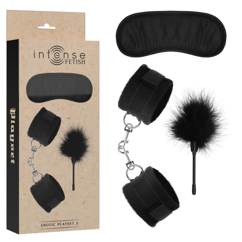 INTENSE - COFFRET DE JEUX ÉROTIQUES FÉTICHES 2 AVEC MENOTTES, BANDEAU ET PLUMEAU