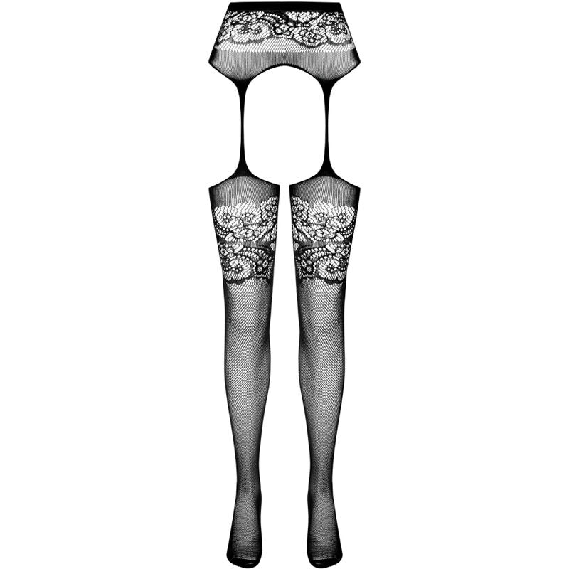 PASSION - S029 BAS NOIRS AVEC PORTE-JARRETELLES TAILLE UNIQUE