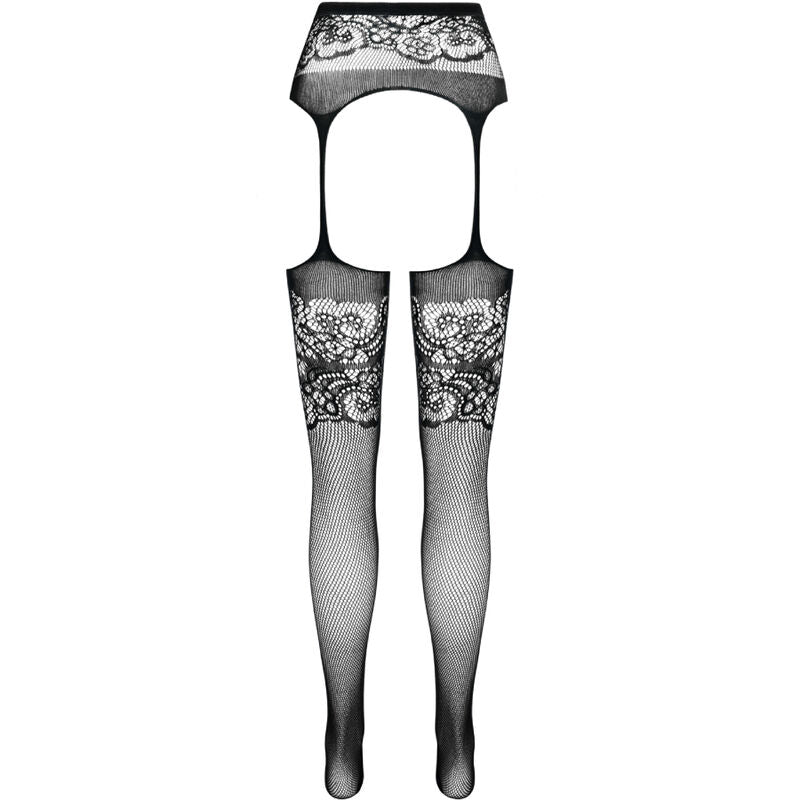 PASSION - S029 BAS NOIRS AVEC PORTE-JARRETELLES TAILLE UNIQUE