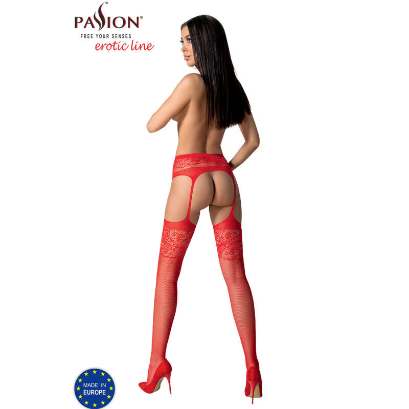PASSION - S029 BAS NOIRS AVEC PORTE-JARRETELLES TAILLE UNIQUE