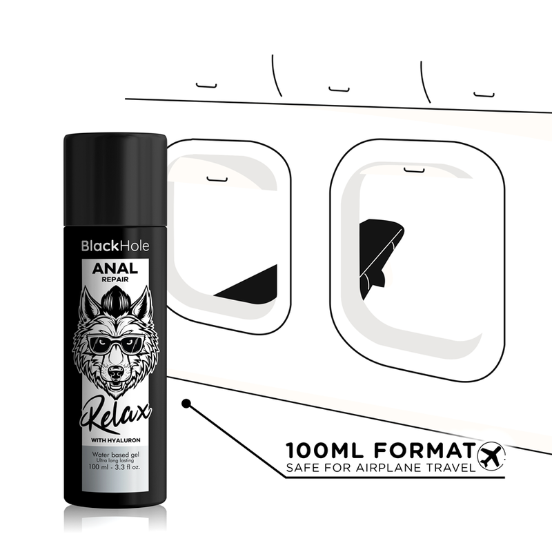 BLACK HOLE - RÉPARATION ANALE RELAXANT À BASE D'EAU AVEC ACIDE HYALURONIQUE 100 ML