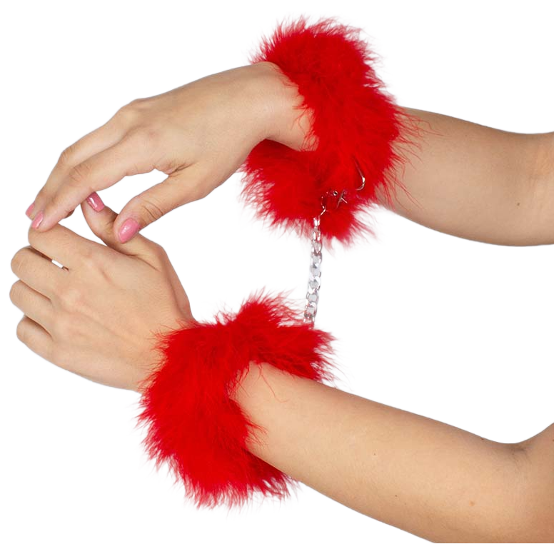 SECRETPLAY - MENOTTES PLUMES DE MARABOUT ROUGES