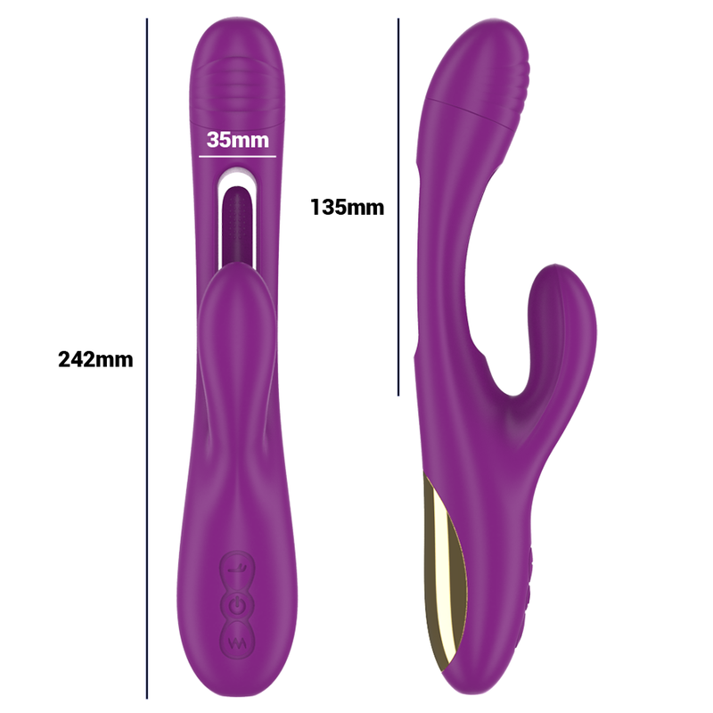 INTENSE - VIBREUR MULTIFONCTION RECHARGEABLE APOLO 7 VIBRATIONS AVEC LANGUE VIBRANTE VIOLETTE