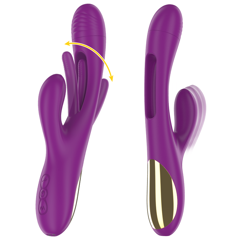 INTENSE - VIBREUR MULTIFONCTION RECHARGEABLE APOLO 7 VIBRATIONS AVEC LANGUE VIBRANTE VIOLETTE