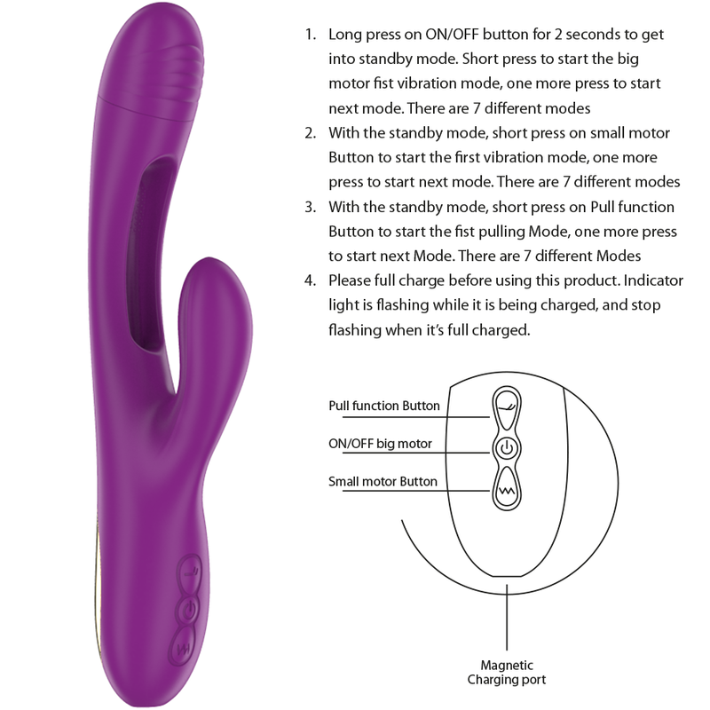 INTENSE - VIBREUR MULTIFONCTION RECHARGEABLE APOLO 7 VIBRATIONS AVEC LANGUE VIBRANTE VIOLETTE