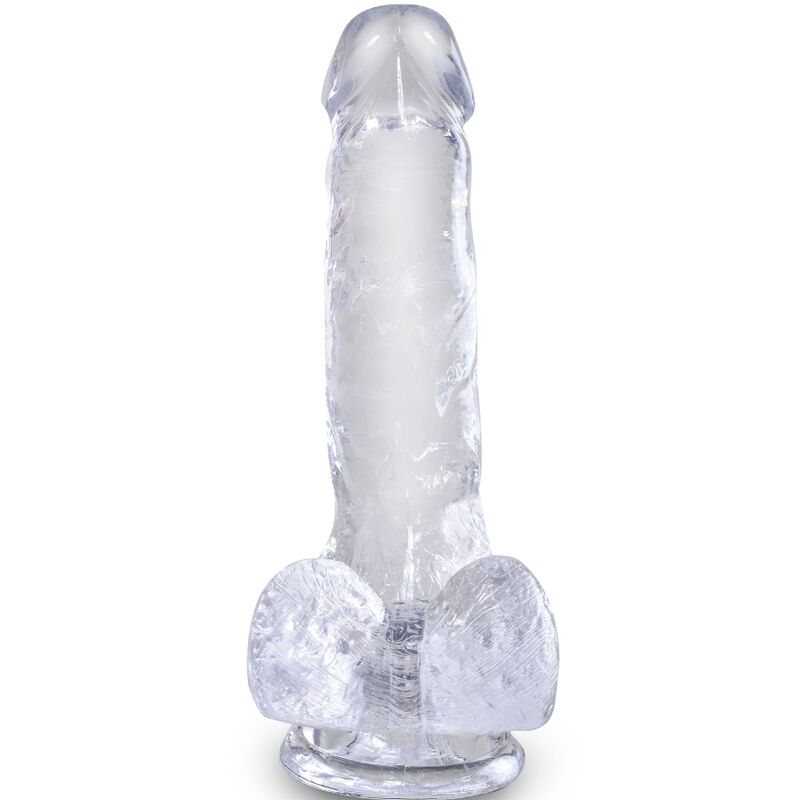 KING COCK - PÉNIS RÉALISTE TRANSPARENT AVEC TESTICULES 13.5 CM