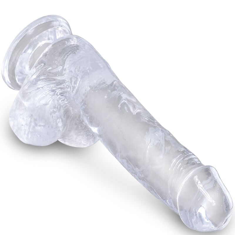 KING COCK - PÉNIS RÉALISTE TRANSPARENT AVEC TESTICULES 13.5 CM