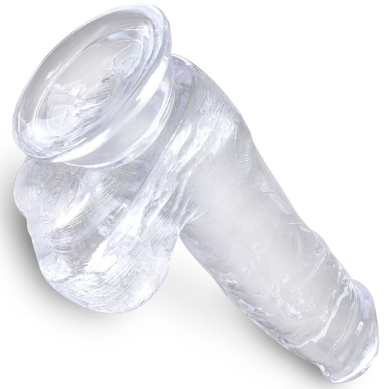 KING COCK - PÉNIS RÉALISTE TRANSPARENT AVEC TESTICULES 13.5 CM