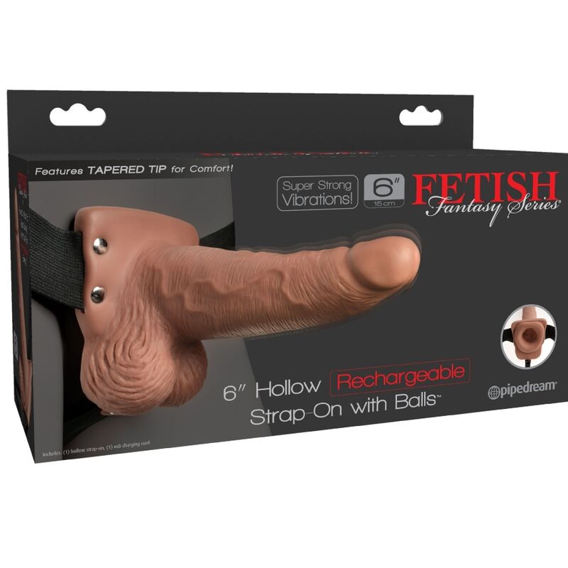 SÉRIE FETISH FANTASY - PÉNIS RÉALISTE AVEC HARNAIS RÉGLABLE, TESTICULES RECHARGEABLES ET VIBREUR 15 CM