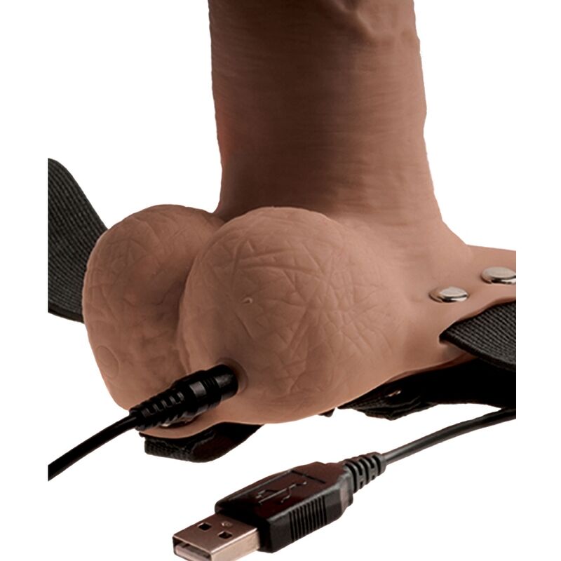SÉRIE FETISH FANTASY - PÉNIS RÉALISTE AVEC HARNAIS RÉGLABLE, TESTICULES RECHARGEABLES ET VIBREUR 15 CM
