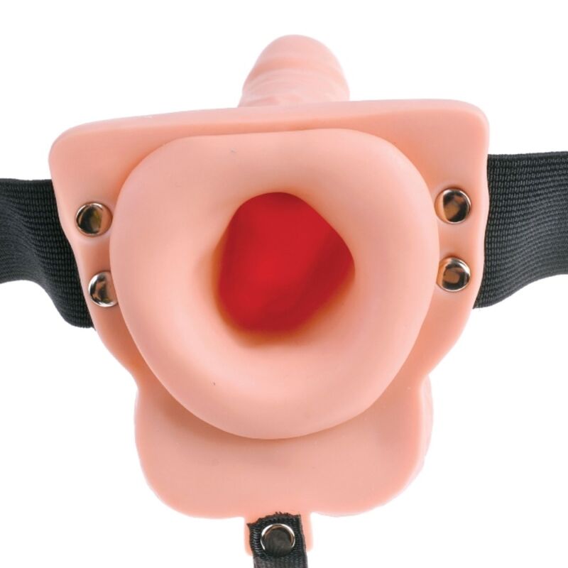 SÉRIE FETISH FANTASY - HARNAIS RÉGLABLE AVEC TÉLÉCOMMANDE, PÉNIS RÉALISTE AVEC TESTICULES RECHARGEABLES ET VIBREUR 15 CM