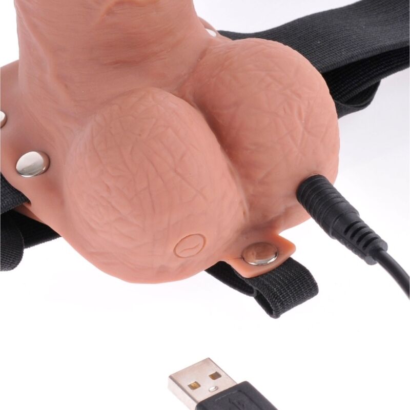 SÉRIE FETISH FANTASY - PÉNIS RÉALISTE AVEC HARNAIS RÉGLABLE, BALLES RECHARGEABLES ET VIBRATEUR 17,8 CM