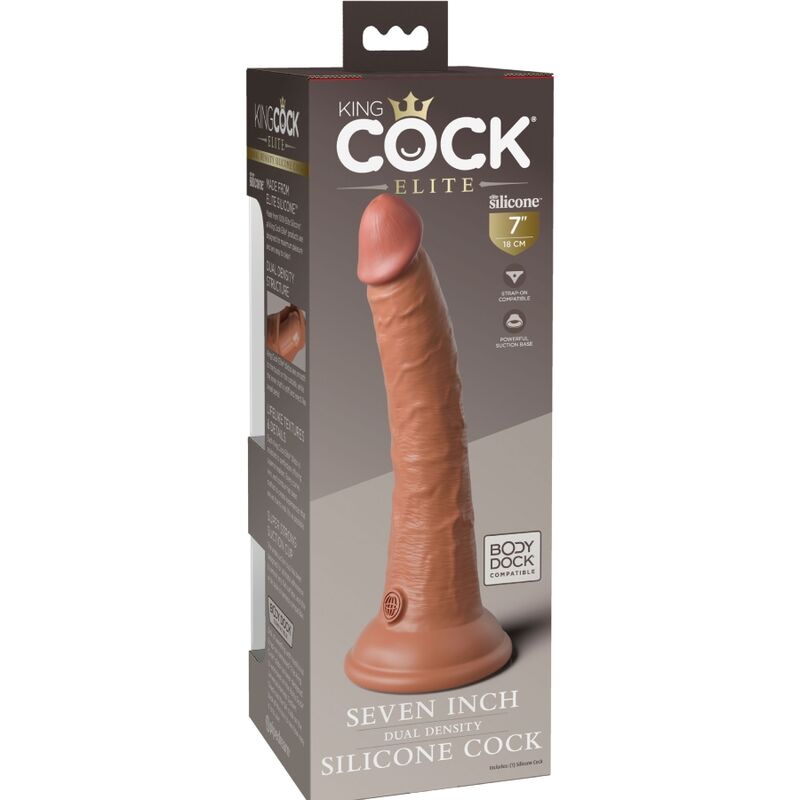 KING COCK - DILDO EN SILICONE HYPER RÉALISTE 17,8 CM CARAMEL