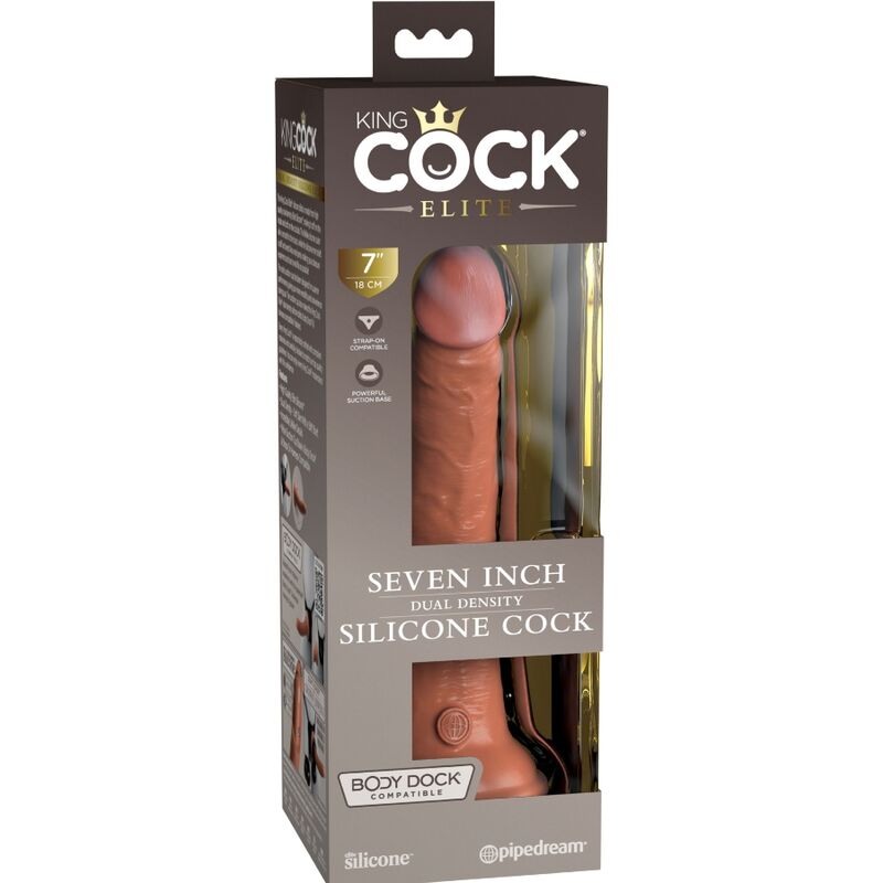 KING COCK - DILDO EN SILICONE HYPER RÉALISTE 17,8 CM CARAMEL