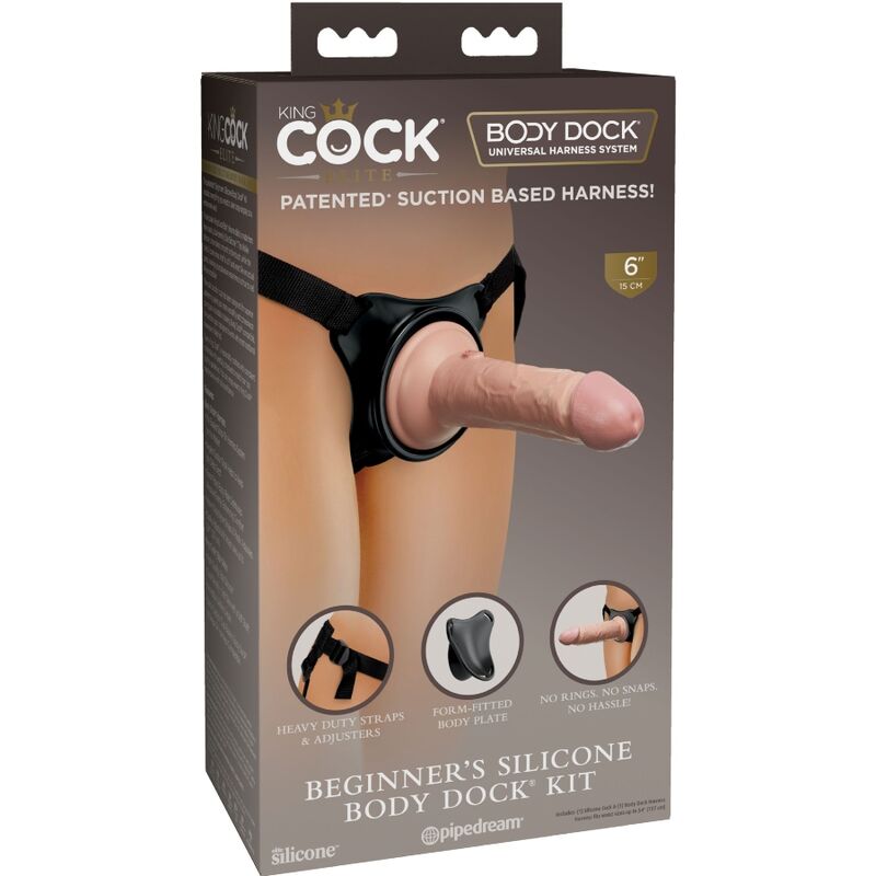 KING COCK - HARNAIS ÉLITE RÉGLABLE AVEC GODEMICHET 15.2 CM POUR DÉBUTANTS