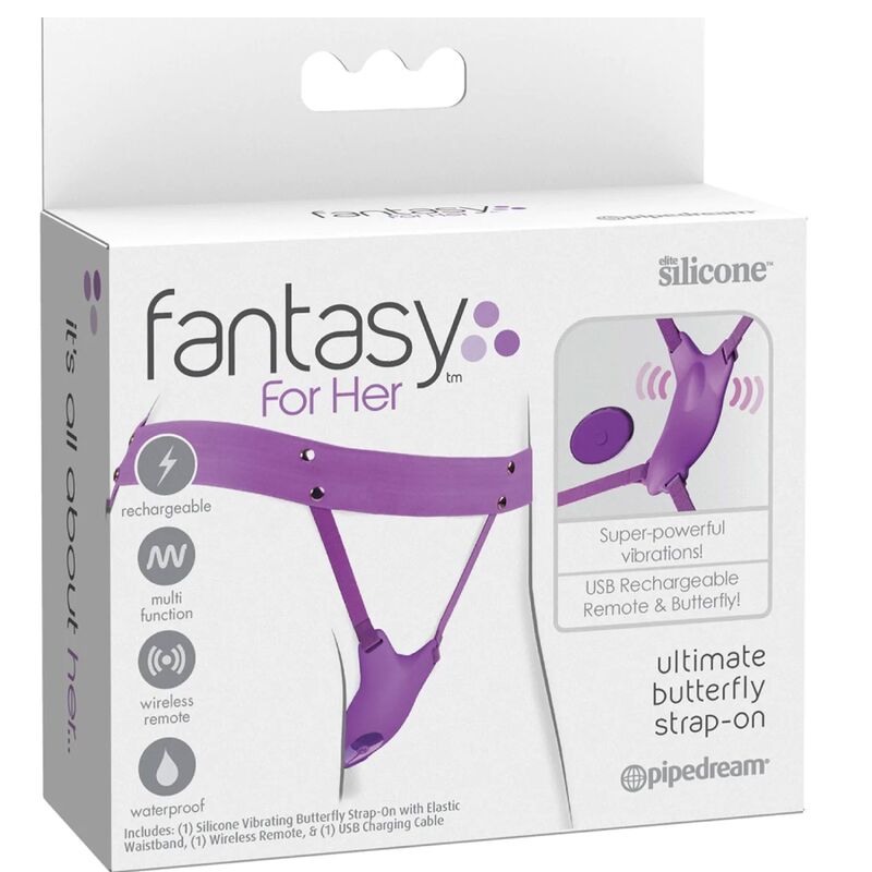 FANTAISIE POUR ELLE - HARNAIS VIBRANT PAPILLON, RECHARGEABLE & TÉLÉCOMMANDE VIOLETTE