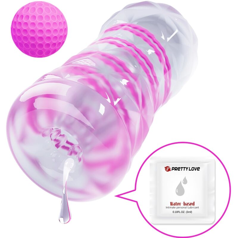 PRETTY LOVE - MASTURBATEUR MASCULIN FANTAISIE AVEC SPIRALE INTÉRIEURE ET BILLES TRANSPARENTES