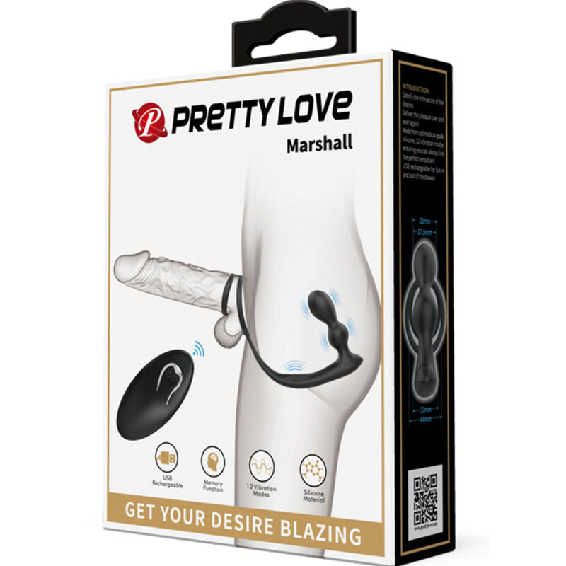PRETTY LOVE - ANNEAU PÉNIEN MARSHALL AVEC PLUG ANAL VIBRANT ET TÉLÉCOMMANDE