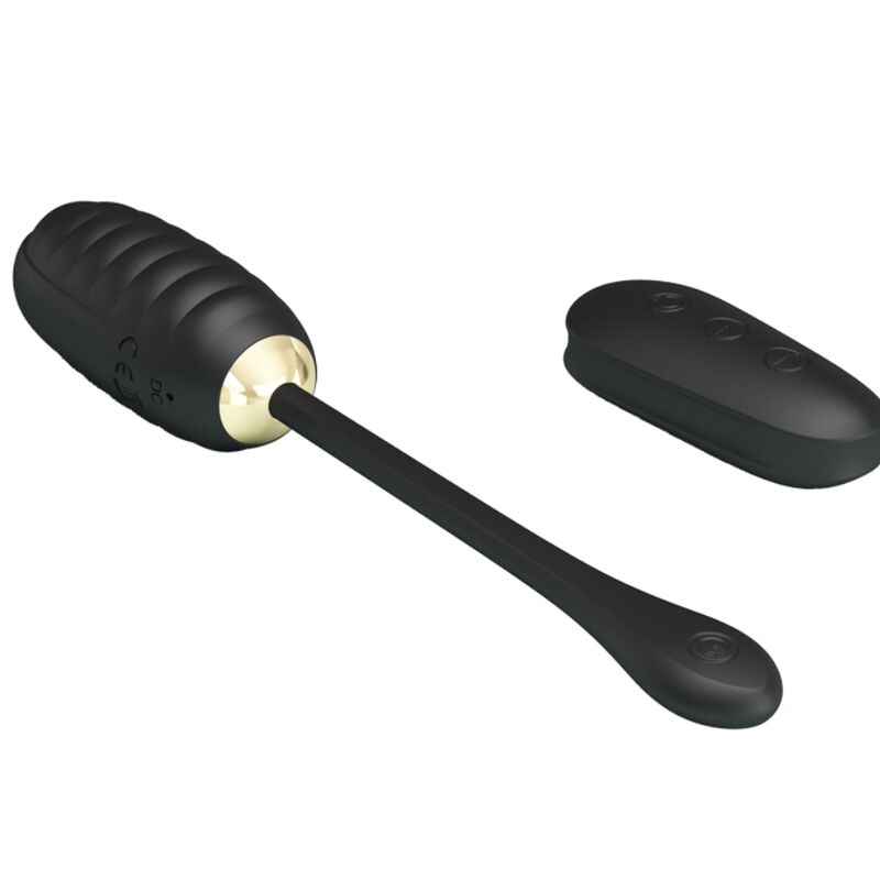 PRETTY LOVE - ŒUF VIBRANT RECHARGEABLE DE LUXE DOREEN NOIR AVEC TÉLÉCOMMANDE