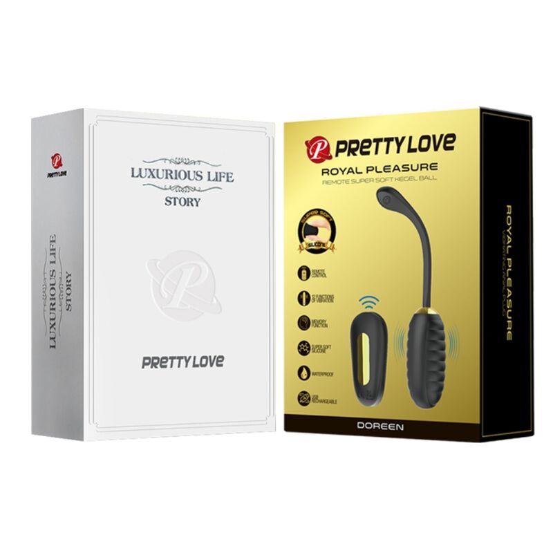 PRETTY LOVE - ŒUF VIBRANT RECHARGEABLE DE LUXE DOREEN NOIR AVEC TÉLÉCOMMANDE