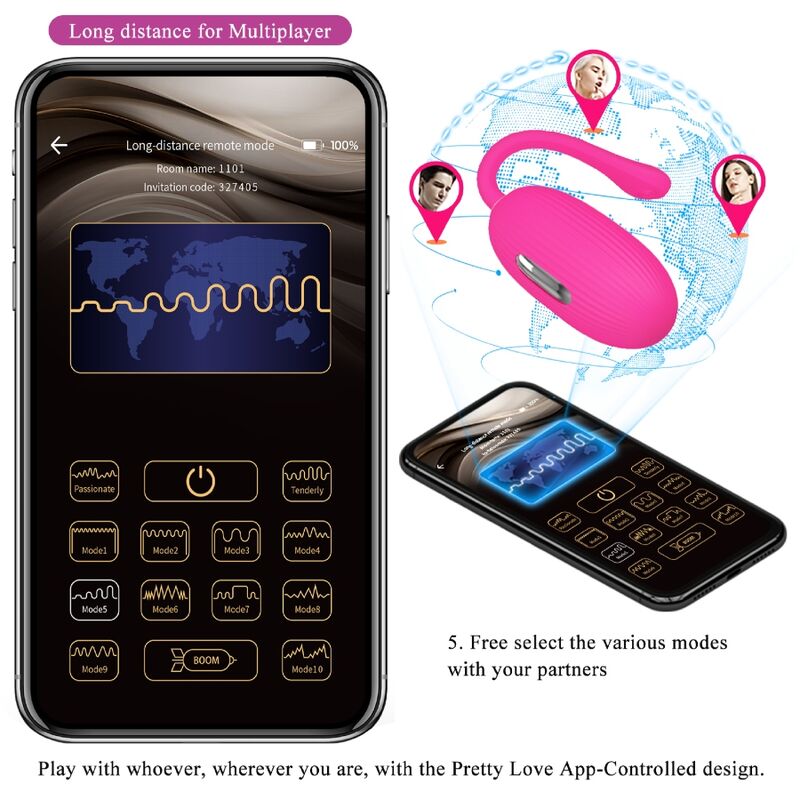 PRETTY LOVE - ŒUF VIBRANT RECHARGEABLE DOREEN MAGENTA AVEC TÉLÉCOMMANDE