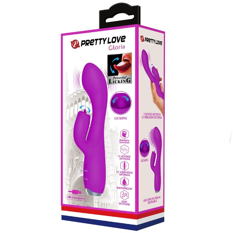 PRETTY LOVE - VIBROMASSEUR LAPIN RECHARGEABLE GLORIA, ÉTANCHE, VIOLET