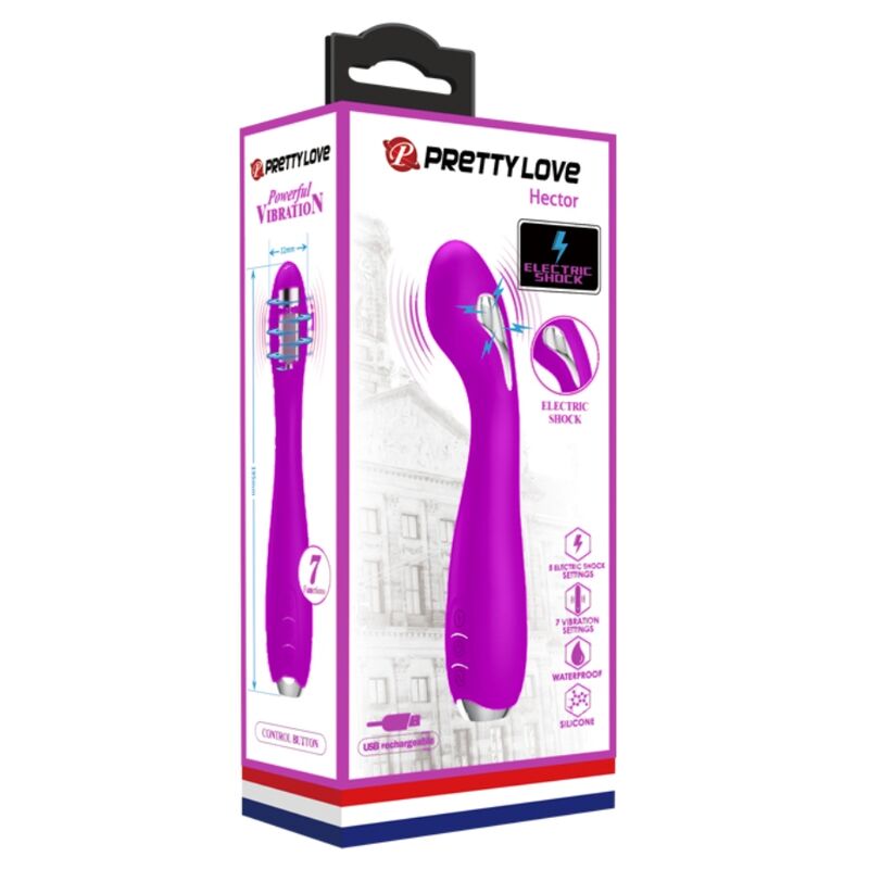 PRETTY LOVE - HECTOR VIBRATEUR ÉLECTROCHOC RECHARGEABLE ÉTANCHE VIOLET