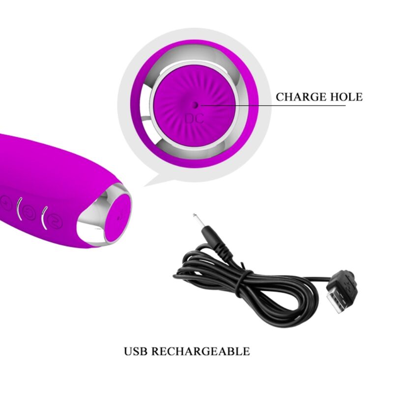 PRETTY LOVE - HECTOR VIBRATEUR ÉLECTROCHOC RECHARGEABLE ÉTANCHE VIOLET