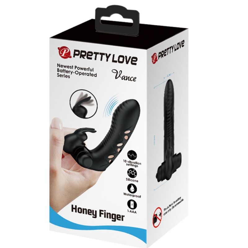 PRETTY LOVE - VANCE BLACK RABBIT VIBRATEUR COUVRE-DOIGT