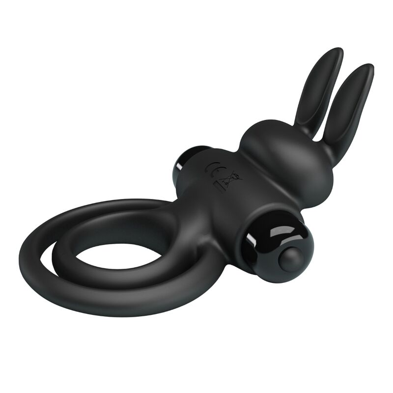 PRETTY LOVE - VIBRATEUR III ANNEAU LAPIN POUR PÉNIS NOIR