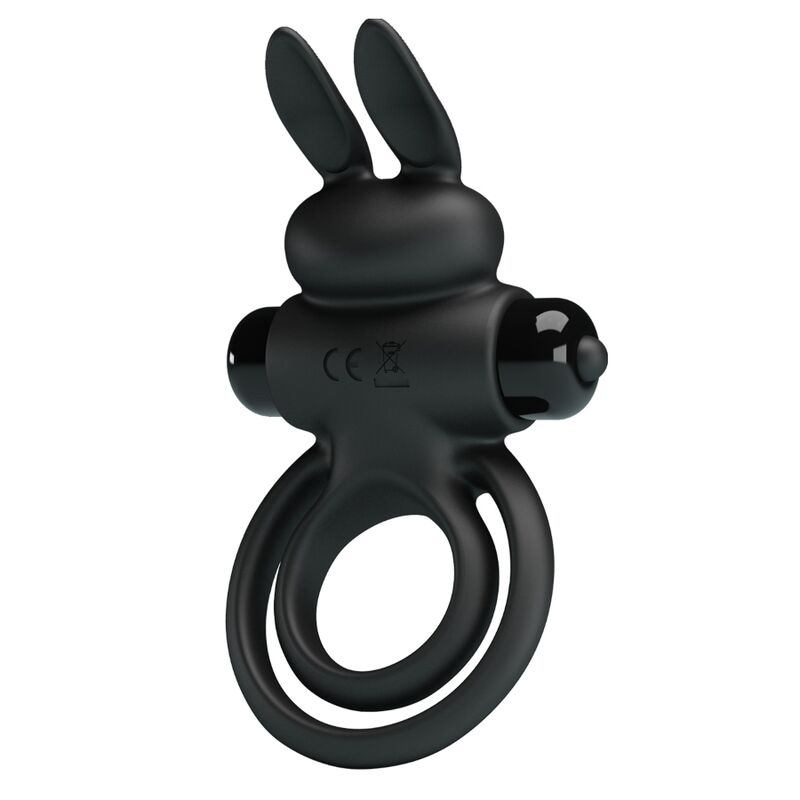 PRETTY LOVE - VIBRATEUR III ANNEAU LAPIN POUR PÉNIS NOIR