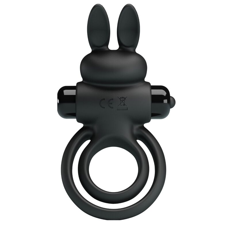 PRETTY LOVE - VIBRATEUR III ANNEAU LAPIN POUR PÉNIS NOIR