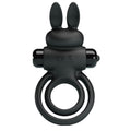 PRETTY LOVE - VIBRATEUR III ANNEAU LAPIN POUR PÉNIS NOIR