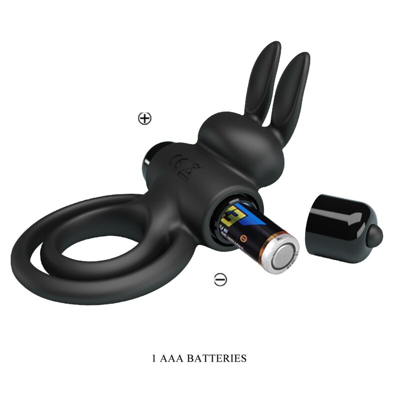 PRETTY LOVE - VIBRATEUR III ANNEAU LAPIN POUR PÉNIS NOIR