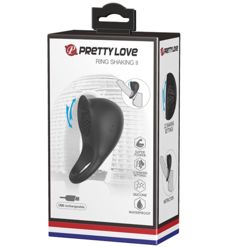 PRETTY LOVE - ANNEAU PÉNIS VIBRANT AVEC LANGUETTE NOIRE