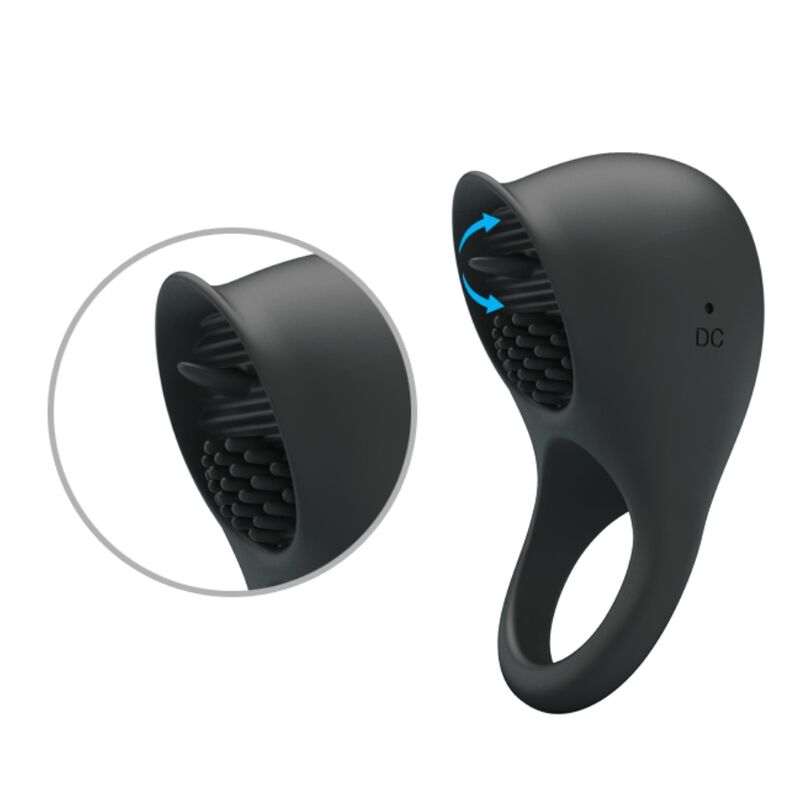 PRETTY LOVE - ANNEAU PÉNIS VIBRANT AVEC LANGUETTE NOIRE
