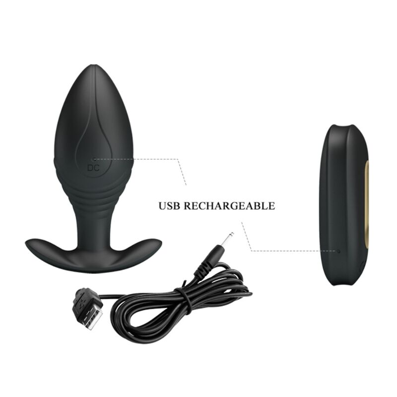 PRETTY LOVE - REGINA PLUG ANAL VIBRANT RECHARGEABLE NOIR