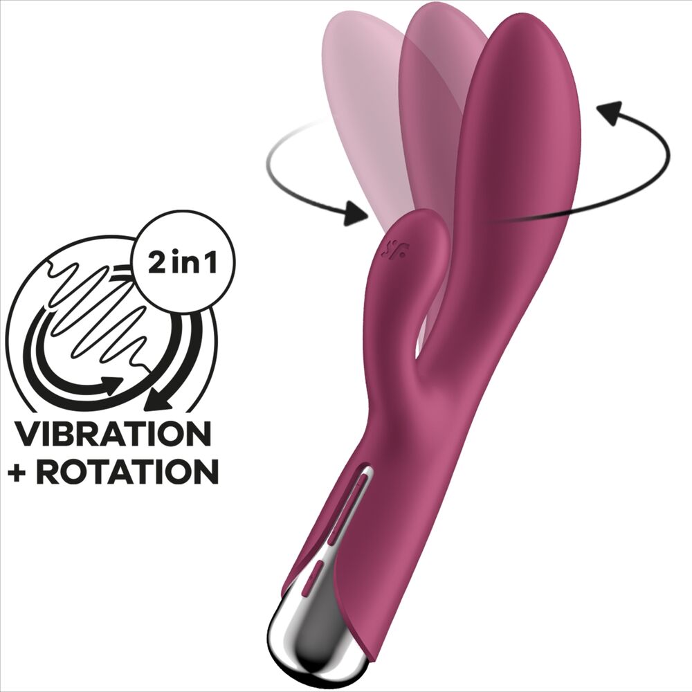 SATISFYER - LAPIN TOURNANT 1 STIMULATION CLITORIS ET POINT G ROUGE